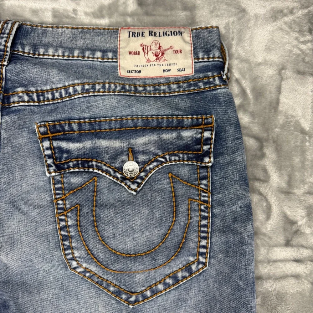 True Religion Rocco Relaxed Skinny Jeans Mens 41-29 Medium Wash Blue Denim Y2K